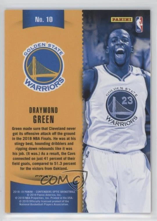 2018 Contenders Optic Winning Tickets Prizms Red Cracked Ice Draymond Green #10 - Image 2 of 2