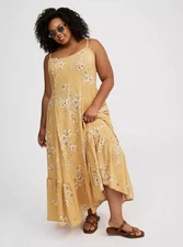 Torrid Maxi Dress Trapeze Yellow Floral NWT New 2X