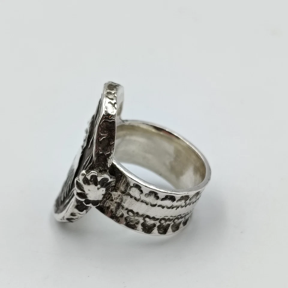 Anillo Angélica Cammarota Plata de Ley 925 Ovalado Nocturno Búho Talla 8 Foto 4 de 4