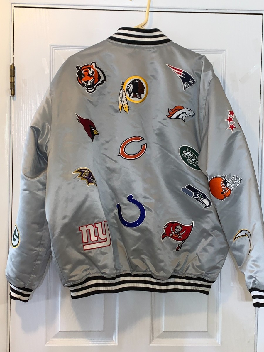 VINTAGE REEBOK LARGE JACKET ALL NFL TEAM LOGOS BRAND NEW | eBay