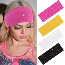 4 Pack Rhinestone Headbands for Women Y2K Headbnads Elastic Wide Headbands fo...