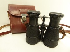 VINTAGE BINOCULARS FIELD GLASSES IN LEATHER CASE - IRIS- PARIS AUTO 10 x 12