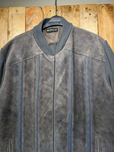 Vintage Mens St Michael Suede Bomber Jacket Size 46" Grey Large XL - Picture 17 of 20