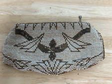 Vintage Czech Art Deco Clutch Bag Beaded with Seed Pearls Bugle Beads 1940s