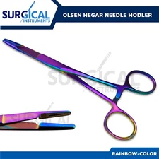 Olsen Hegar Suture Needle Holder Driver 6.5" Cutting Scissors Rainbow German Gr