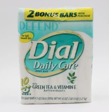 Dial Daily Care Soap Defend  10 Bar Lot Green Tea & Vitamin E 4.5oz/ea Sealed