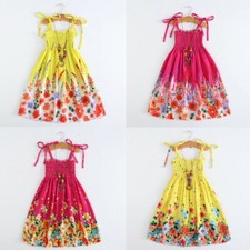 Toddler Kids Girls Baby Floral Bohemian Beach Straps Dress Princess Clothe Dress