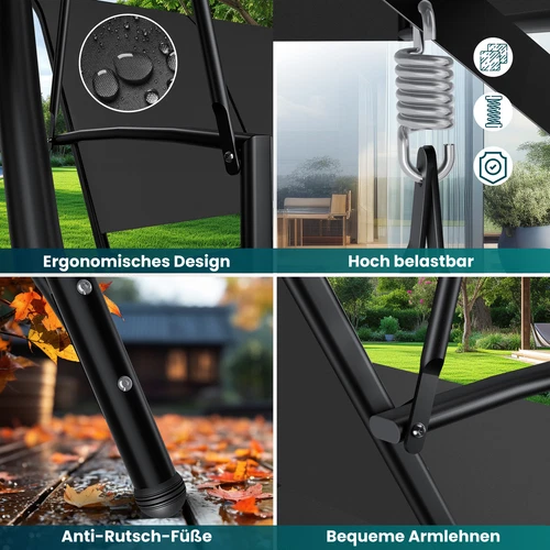 KESSER® Hollywoodschaukel Gartenschaukel mit Sonnendach 3er Schaukelbank 300kg - Bild 23 von 41