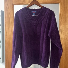 VINTAGE Mark Alexander Sport V-Neck Purple Plum Dad sweater Soft Knit M