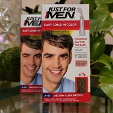 3 pack Just For Men Comb-In Color Men Hair Dye Cover Gray Medium-Dark Brown A-40