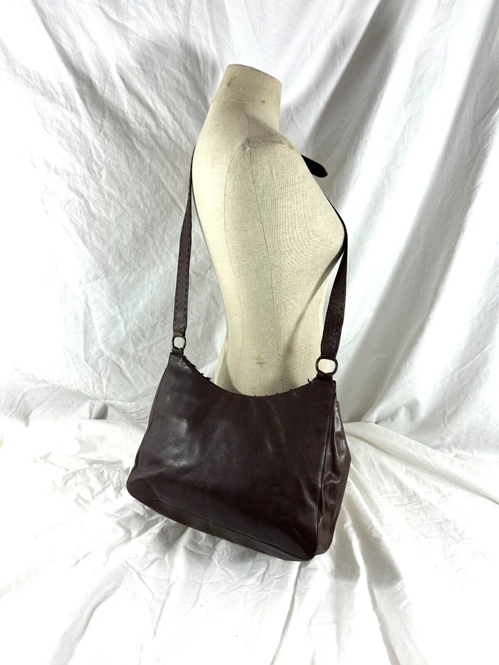 Genuine JANE AUGUST brown leather flap shoulder bag - Image 3 of 4