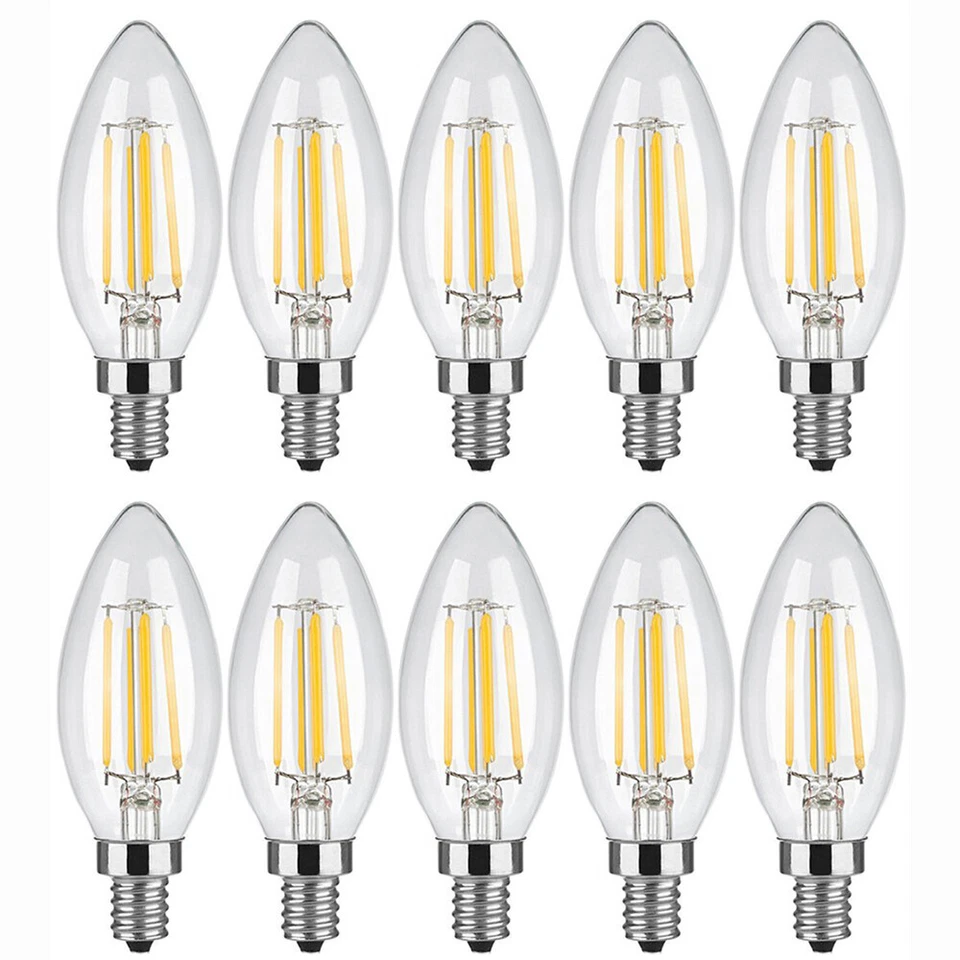 5 pack Edison Light Bulbs E26/E12 LED Candle Lamp Bullet Flame Bulb 2W 4W 6W - Image 4 of 4