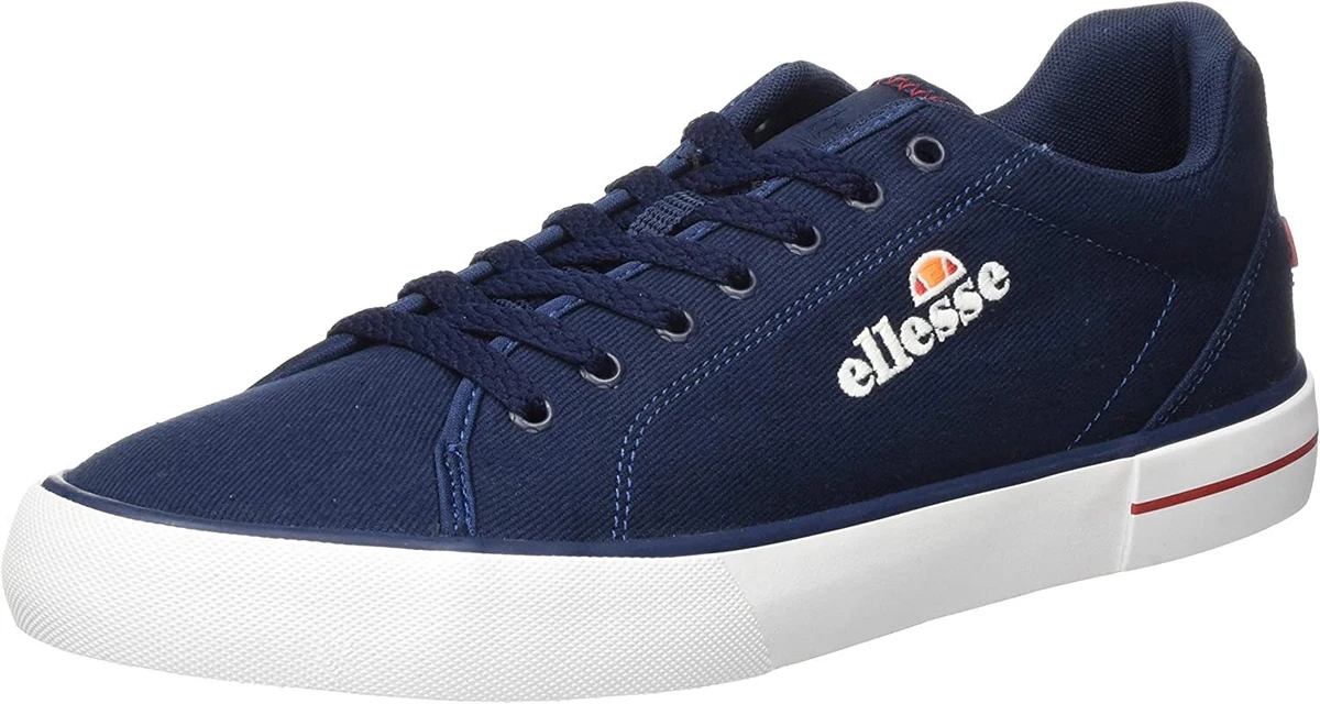 Ellesse Taggia Text AM Dark Blue Canvas Retro Fashion Trainers UK