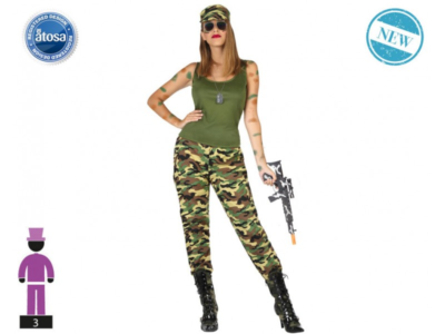 Costume militare donna divisa soldato mimetica verde adulta