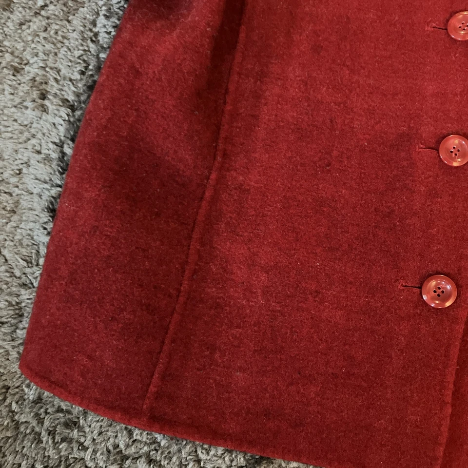 Chaqueta Abrigo Blazer Charter Club Abotonada Lana Nylon Rojo Manga Larga Mujer Grande Foto 2 de 4