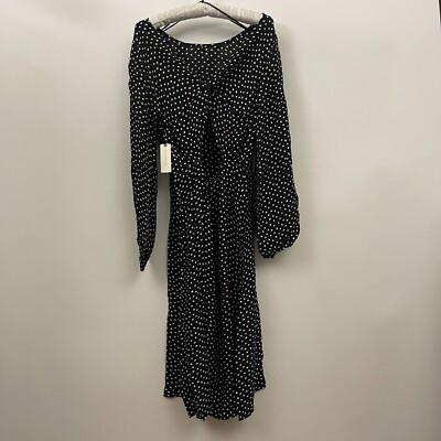 Anthropologie Agatha Midi Dress Polka Dot Long Sleeve Sz 2 Black White New  $180 | eBay
