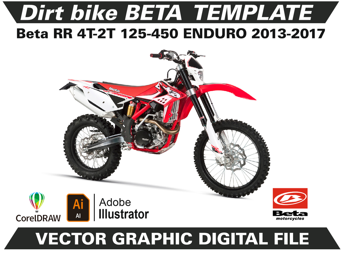 BETA RR 2T-4T 125-450 2013-2017 Template ENDURO Vector Format Ai CDR EPS  M152