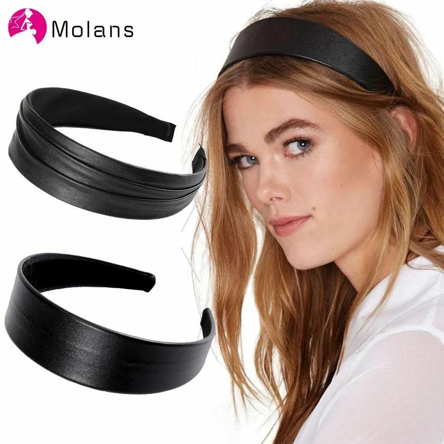 1 pieza Cintas para el cabello de imitación de cuero arrugado Aros anchos Prendas para la cabeza Accesorios para el cabello para mujeres Foto 2 de 4