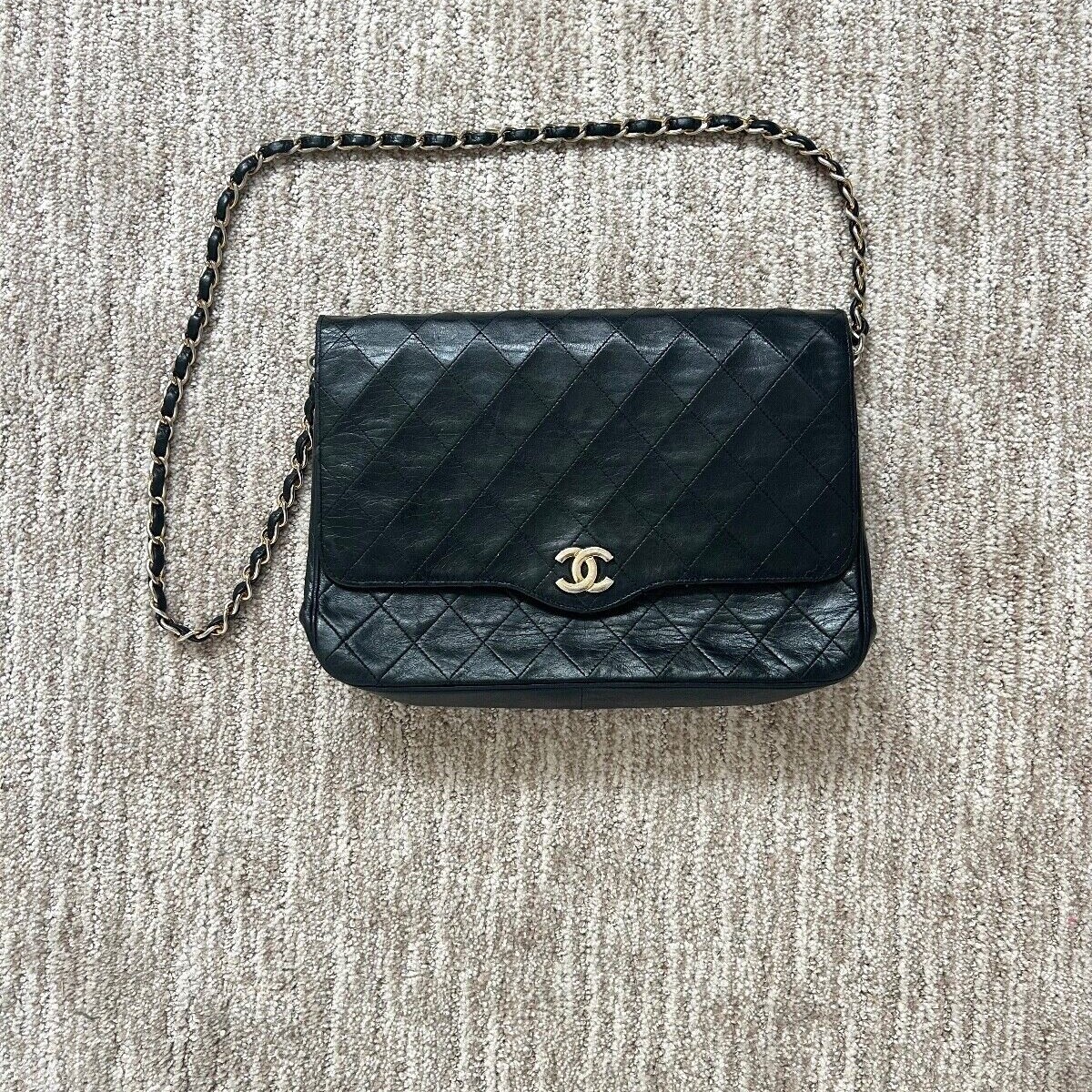 Chanel Lambskin Single Flap Series 0 Vintage Shoulder Bag Gold HW