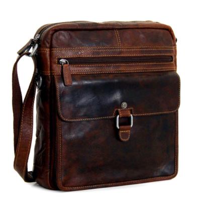 NEW JACK GEORGES VOYAGER LARGE CROSSBODY BAG BROWN GENUINE LEATHER 7205