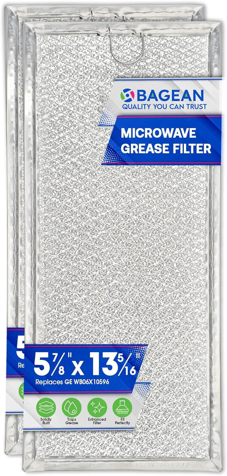 2 Pack Microwave Filters, 13.3" x 5.85", Compatible with GE, Whirlpool, Samsung