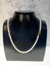 Gorgeous 18" AAA+ 8-9mm Seawater Akoya Near Round White Pearl Necklace  S925