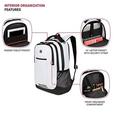 SWISSGEAR CECIL 5505 LAPTOP BACKPACK, FITS 16 INCH LAPTOP - WHITE TARPAULIN