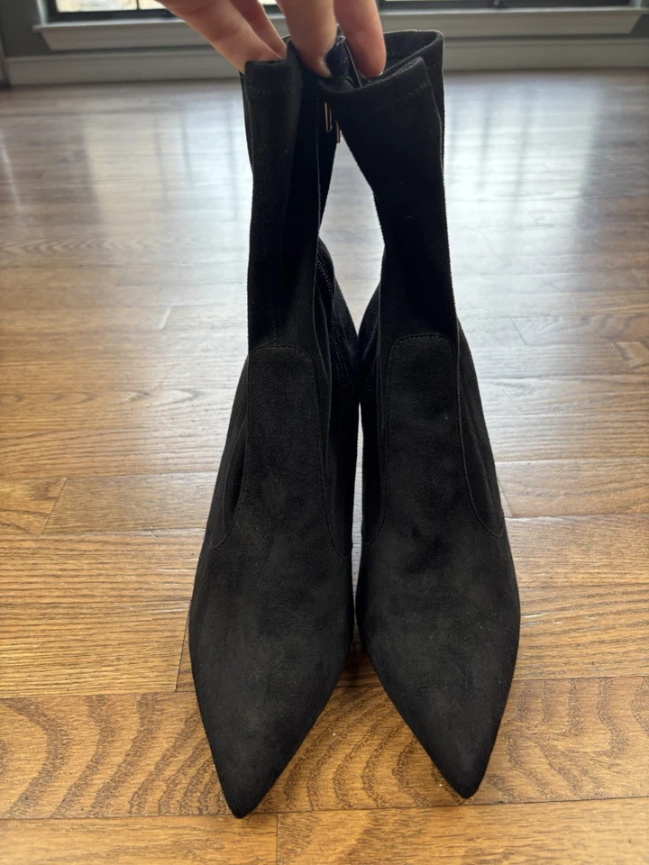 Botines Zara de tela negra con tacón de aguja cremallera lateral talla 40 Foto 2 de 4