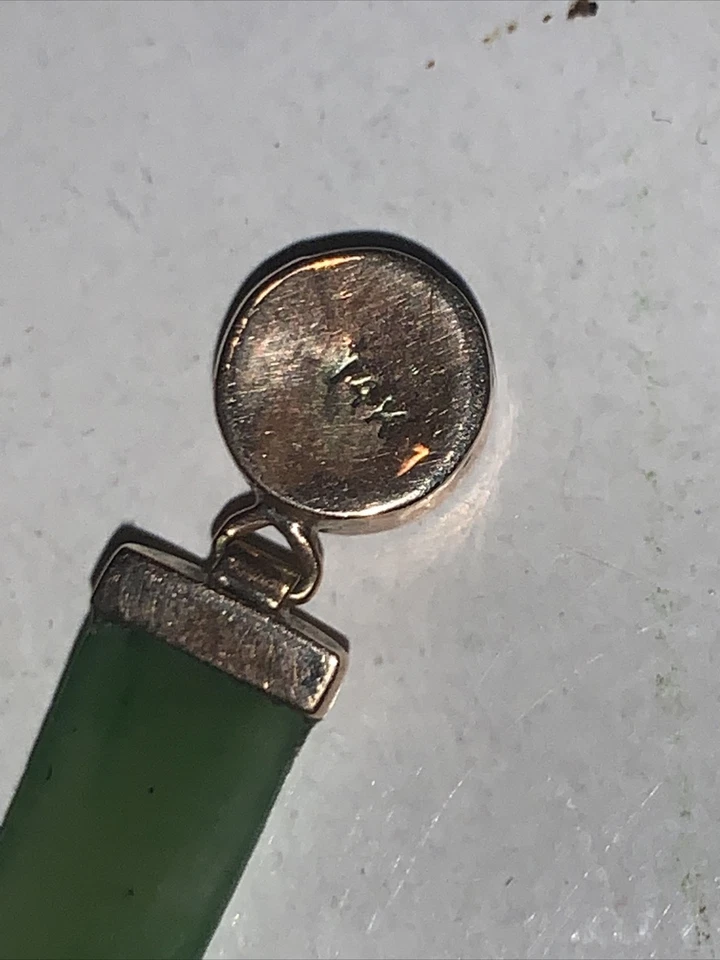Brazalete Oro 14K Verde Piedra Dura Jadeíta Personajes Chinos 8.9G TW Foto 2 de 4