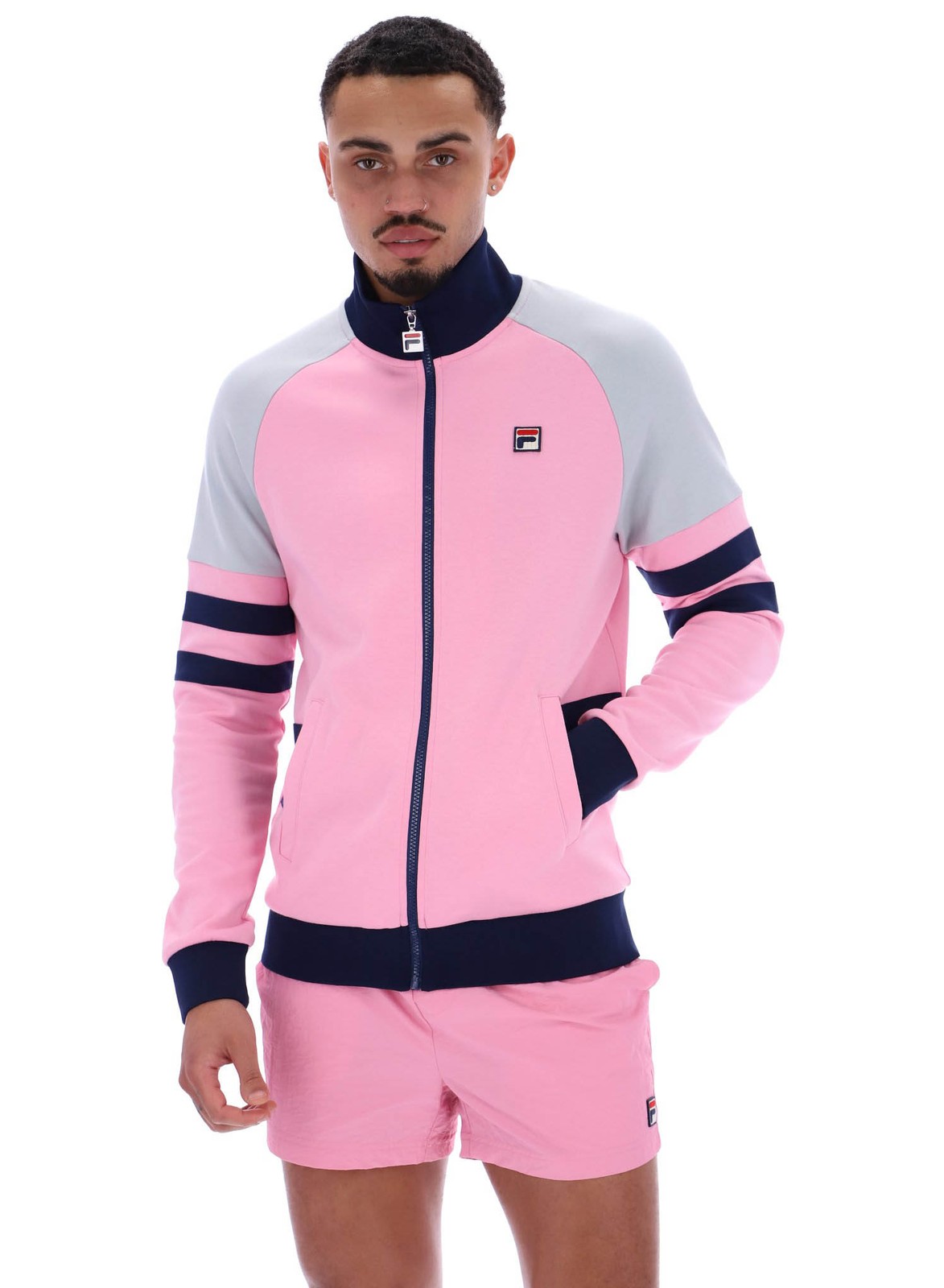 Fila Vintage Track Top FILA Founder 2 Track Jacket Prism Pink FilaNavy High Rise