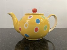 Whittard Large Yellow Polka Dot Teapot Hand Painted Ceramic Kitchen Tea Pot