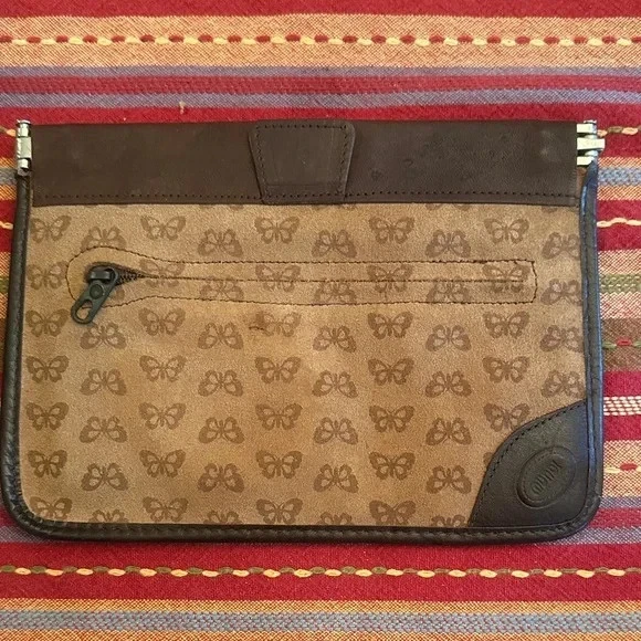 Vintage Mundi Suede Mini Clutch – Butterfly Embossed, Made in Brazil, 1970s–80s - Image 2 of 4