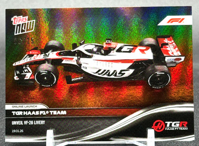 2026 Topps Now MoneyGram TGR Haas F1 Team Unveil VF-26 Livery Orange Foil /25
