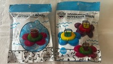 2 pkgs of 3 Beverage Boat Inflatable Cup Drink Can Holder Pool Floats Floral NEW