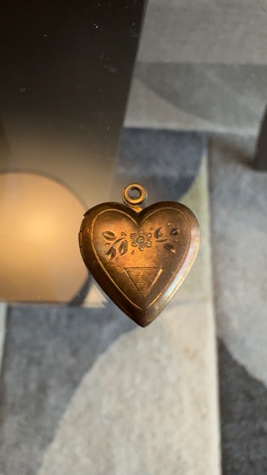 Vintage Gold Tone Heart Locket With Engraved Floral Design