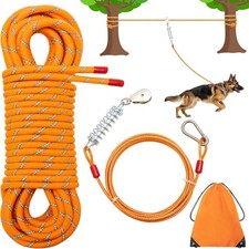 Dog Runner Cable, 50FT Heavy Duty Long Pet Dog Leash 10ft Tie Out Cable for Yard