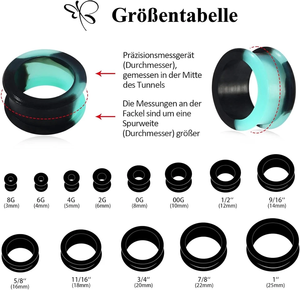 1 Pair Thick Silicone Ear Gauges Plugs Soft Flesh Tunnels Ear Stretchers 8g-1" - Image 2 of 4