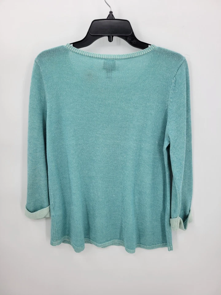 Suéter Chicos Mujer Mediano 1 Azul Verde Cuello Redondo Playa Boho Pullover Foto 2 de 4