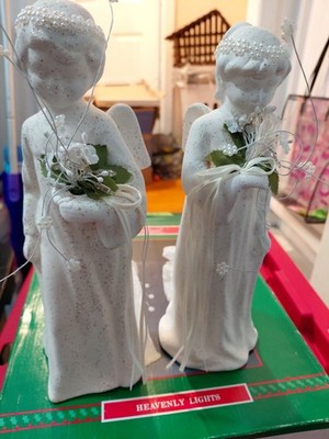 Christmas Around The World Heavenly Lights Angel Figurines With Working Lights.