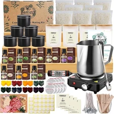 Complete Candle Making Kit with Wax Melter, DIY Candle Craft Tools for Adults, C