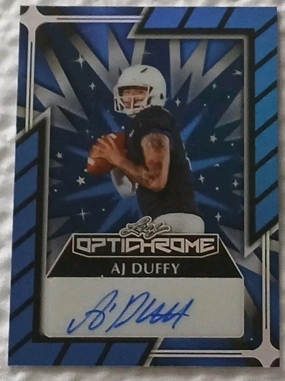 AJ DUFFY AUTOGRAPH ROOKIE 2024 LEAF OPTICHROME BLUE PRISMATIC SP #O-AJD 6/8 rare