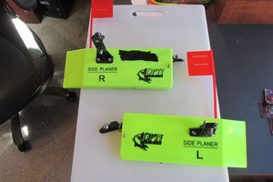 Set Of Two Opti-Tackle 9 3/4" Planer Boards With Tattle Flags Good Condition