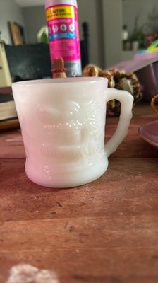 Vintage GROG Milk Glass Mug with Embossed Design