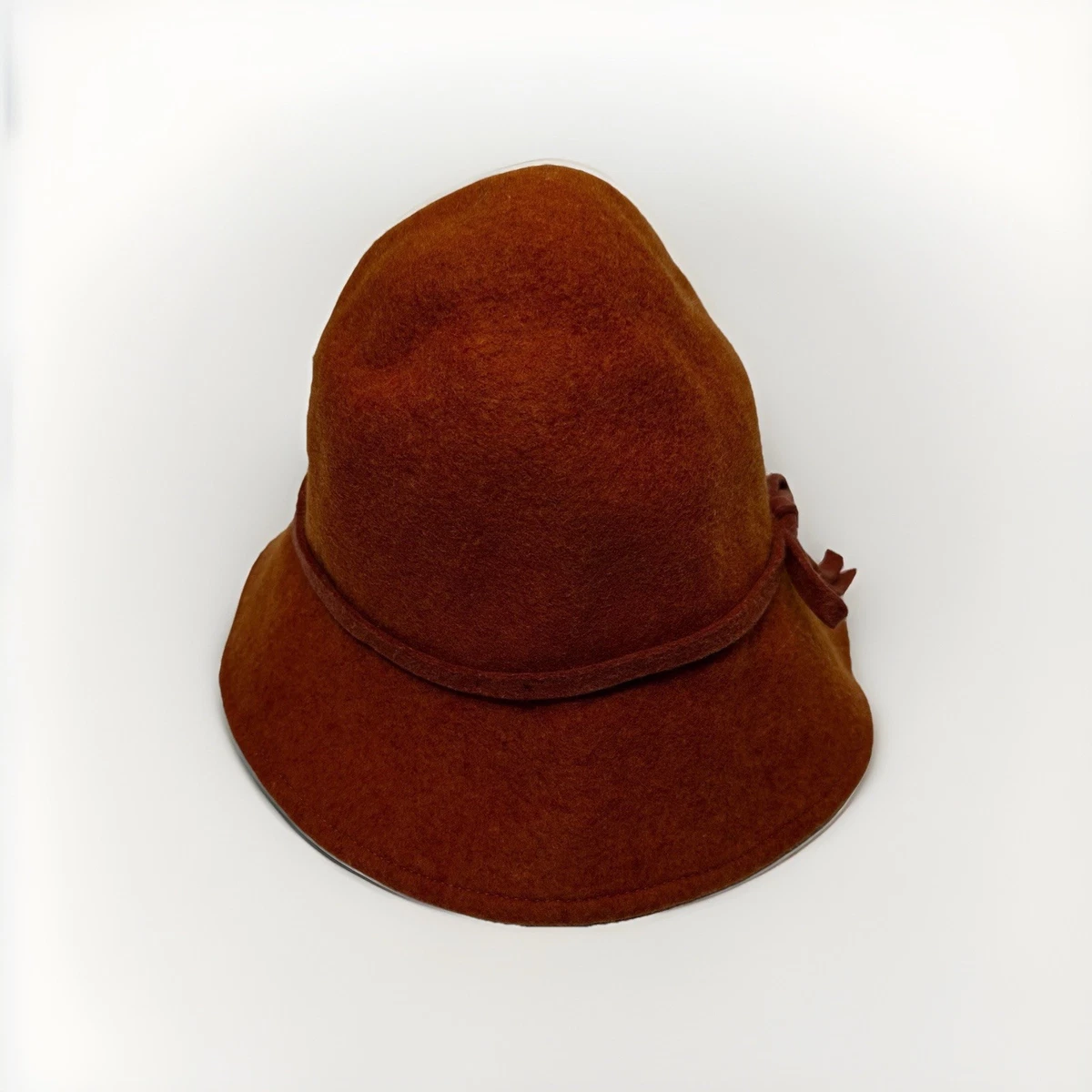 Vintage 80s Rust Brown Wool Felt Cloche Hat by New York Hat Company Christian Siriano New York Cloche Hat, Women main image 2