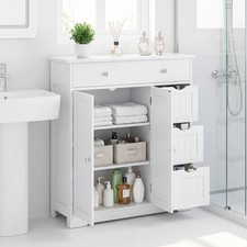 Bathroom Floor Cabinet, Storage Cabinet w/4 Drawers,2 Doors and Adjustable Shelf