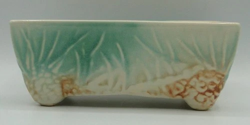 Vintage McCoy Rustic Line Pottery Pine Cone Window Box Planter 7.5” X 3.75” X 3”