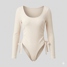 Vtg Victoria  s Secret Logo Ribbon Ruched Bodysuit Small