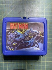 Vintage 1990   s Batman Lunch Box by Thermos 1991 DC Comics Blue Plastic Vtg 90s