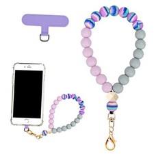 Marble Silicone Beaded Phone Wrist Strap, Cellphone Lanyard with Generic Purple