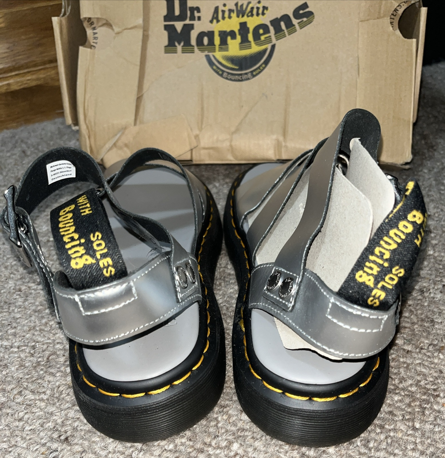 Dr Martens Air Wair Bouncing Soles Silver GRYPHON  Leather Sandals Uk 5 NEW/RARE image 10